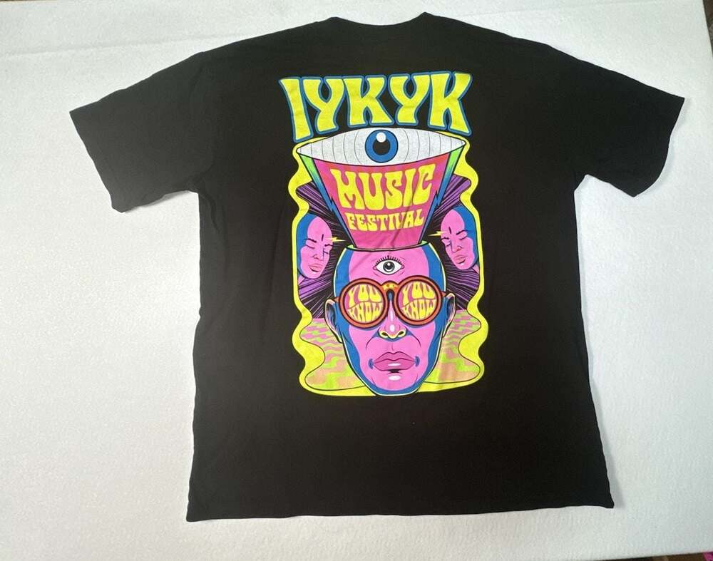 IYKYK Music Festival Psychedelic Graphic T-Shirt XXL Black